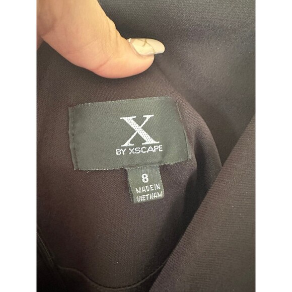 X By Xscape Mesh Inset Fit & Flare Pleated Iridescent Skirt Cocktail Dress 8 - Picture 7 of 8